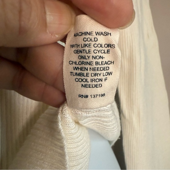 Cream Long Sleeve Ribbed Top - Picture 5 of 8